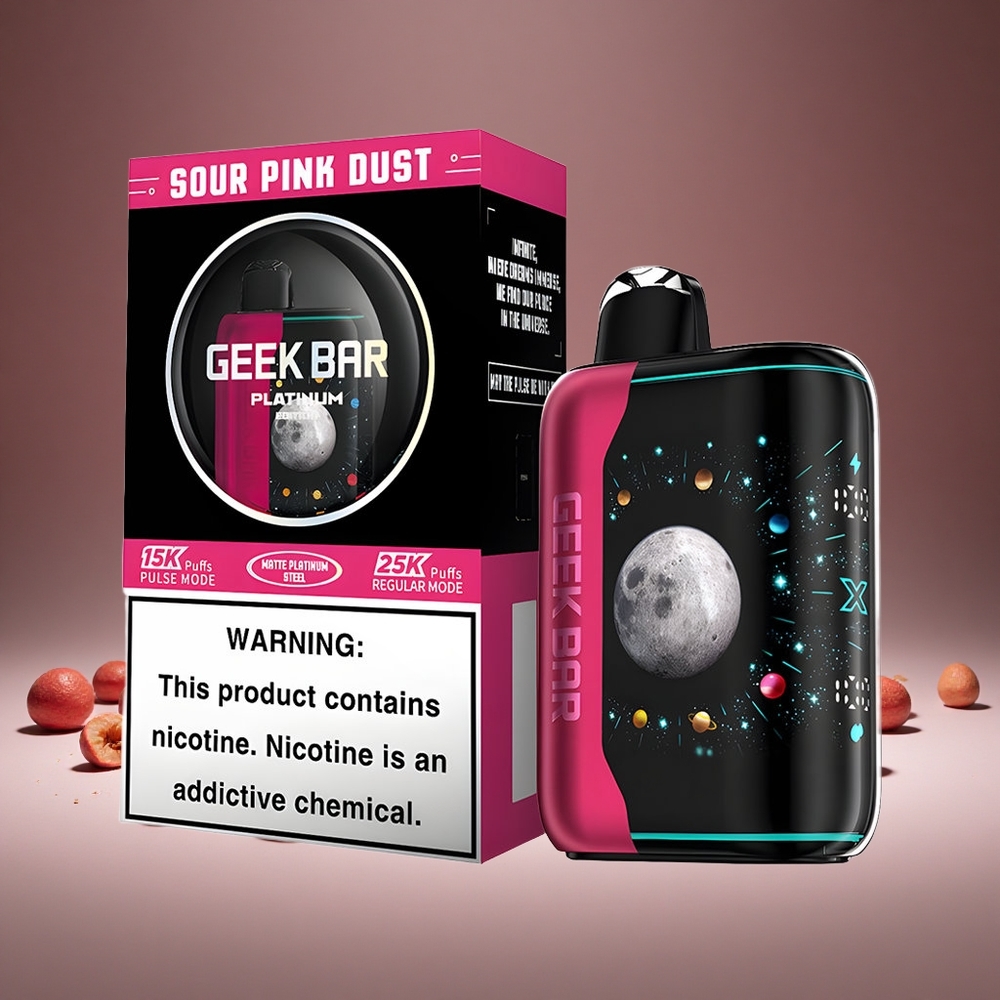 GEEK BAR Platinum 25000 Puffs Sour Pink Dust 20ml E-liquid 2% Nicotine Dual Mesh USB-C