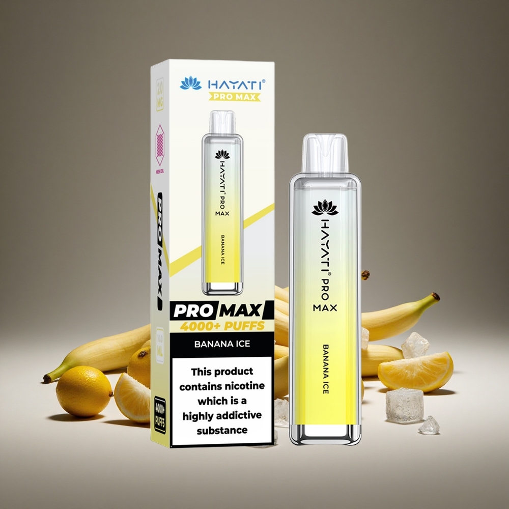 Hayati Pro Max 4000 Puffs Banana Ice Disposable Vape 2%/5% Nicotine 1400mAh Battery