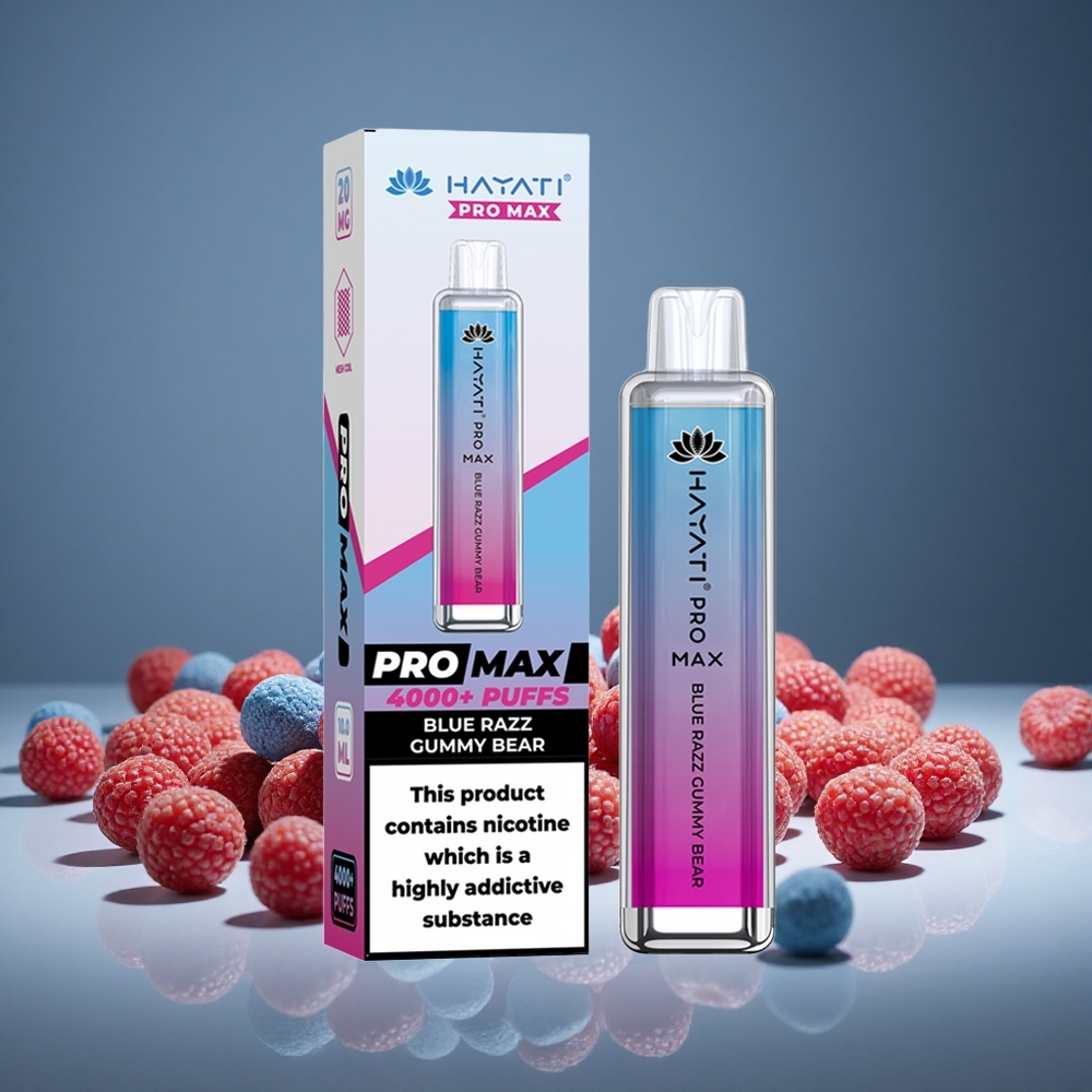 Hayati Pro Max 4000 Puffs Blue Razz Gummy Bear 2%/5% Nicotine Rechargeable 1400mAh Battery