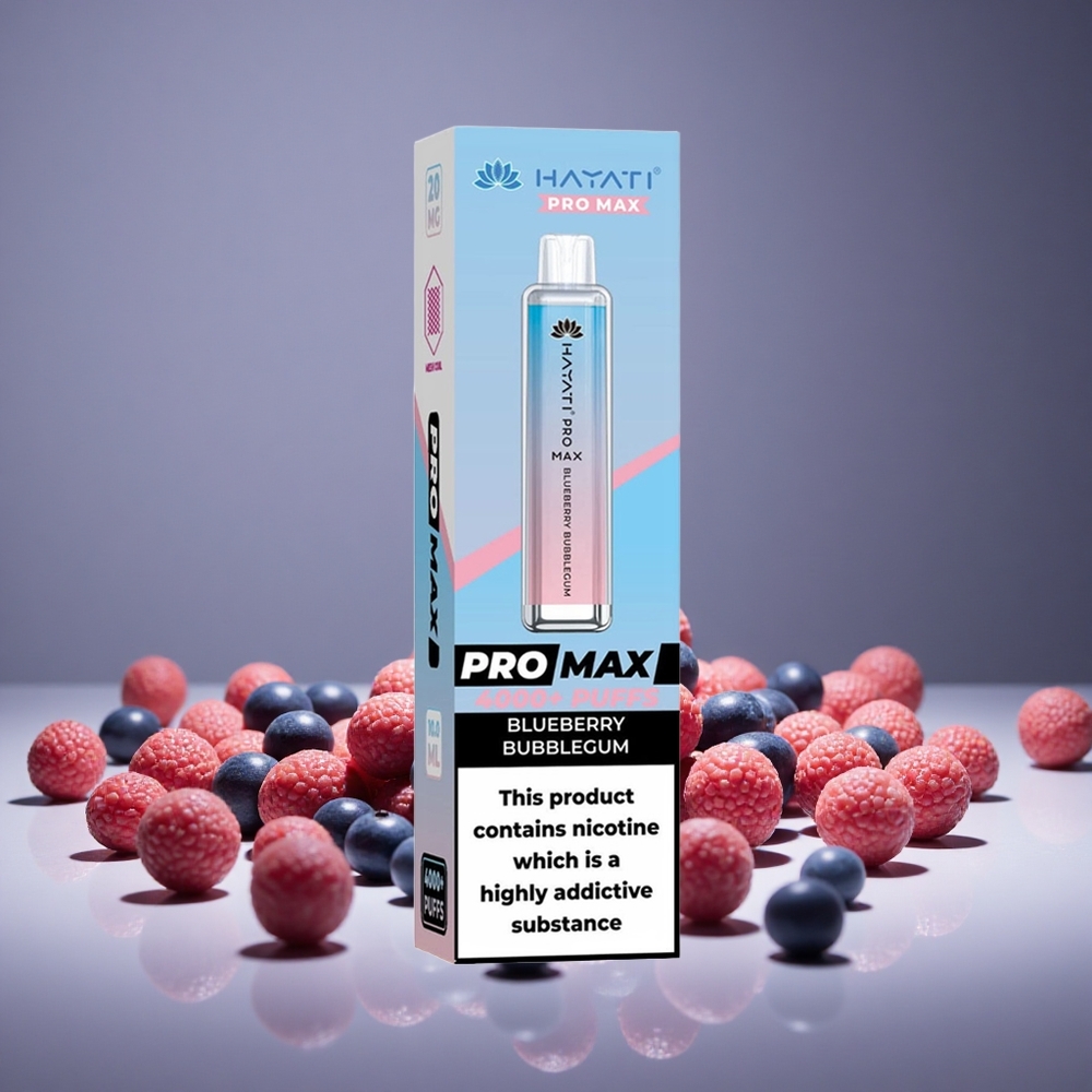 Hayati Pro Max 4000 Puffs Blueberry Bubblegum 2%/5% Nicotine 1400mAh Battery Rechargeable