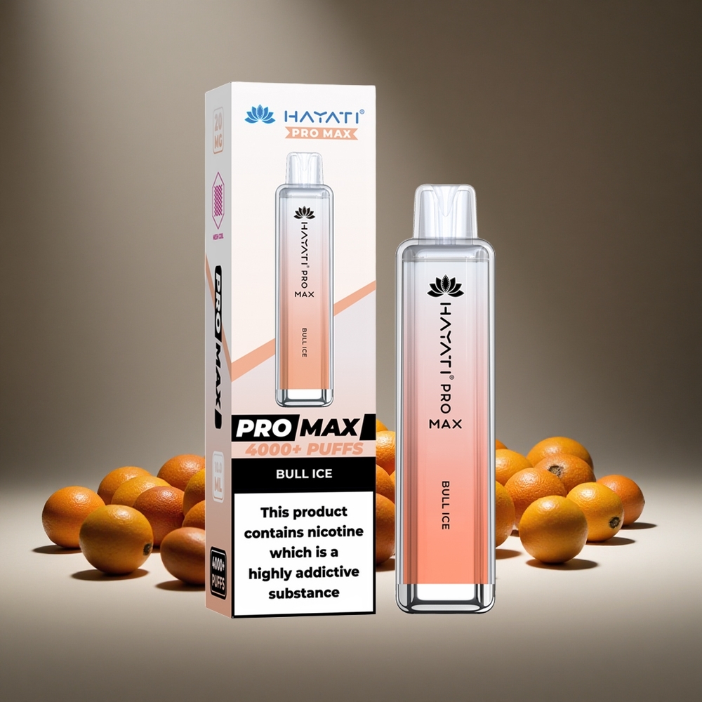 Hayati Pro Max 4000 Puffs Bull Ice Disposable Vape Rechargeable 1400mAh Battery 2%/5% Nicotine
