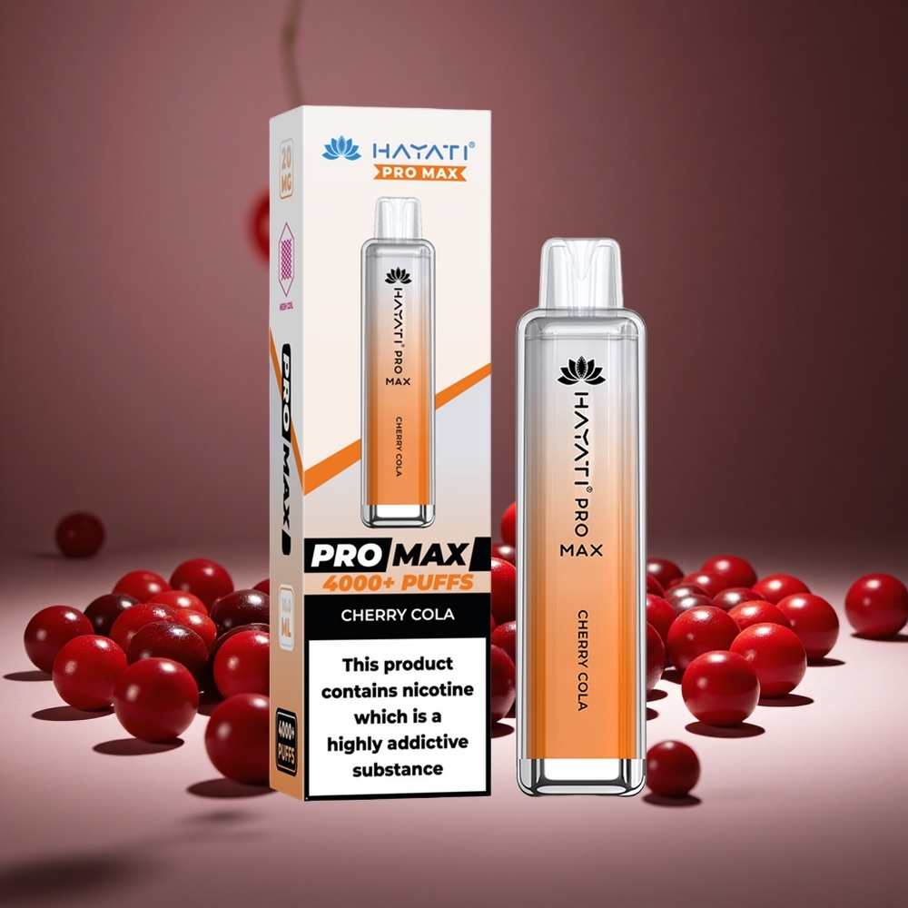 Hayati Pro Max 4000 Puffs Cherry Cola Disposable Vape 1400mAh Battery 2%/5% Nicotine