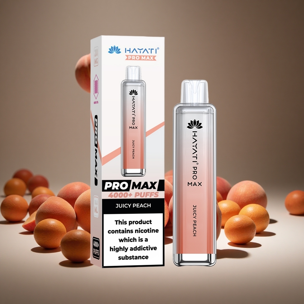 Hayati Pro Max 4000 Puffs Juicy Peach 2%/5% Nicotine 1400mAh Battery Rechargeable