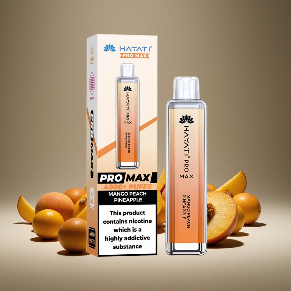 Hayati Pro Max 4000 Puffs Mango Peach Pineapple Disposable Vape 1400mAh Battery 2%/5% Nicotine Dual 1.1 Ohm Mesh Coil