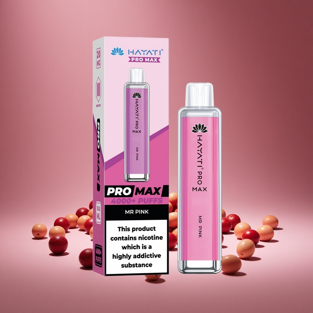 Hayati Pro Max 4000 Puffs Mr Pink Disposable Vape 2ml E-liquid 10ml E-liquid 1400mAh Battery