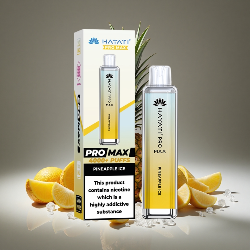 Hayati Pro Max 4000 Puffs Pineapple Ice Disposable Vape 2%/5% Nicotine 1400mAh Battery Rechargeable