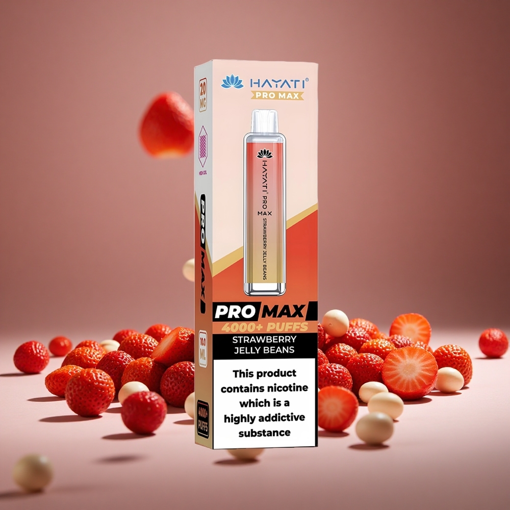 Hayati Pro Max 4000 Puffs Strawberry Jelly Beans 2%/5% Nicotine 1400mAh Battery Rechargeable