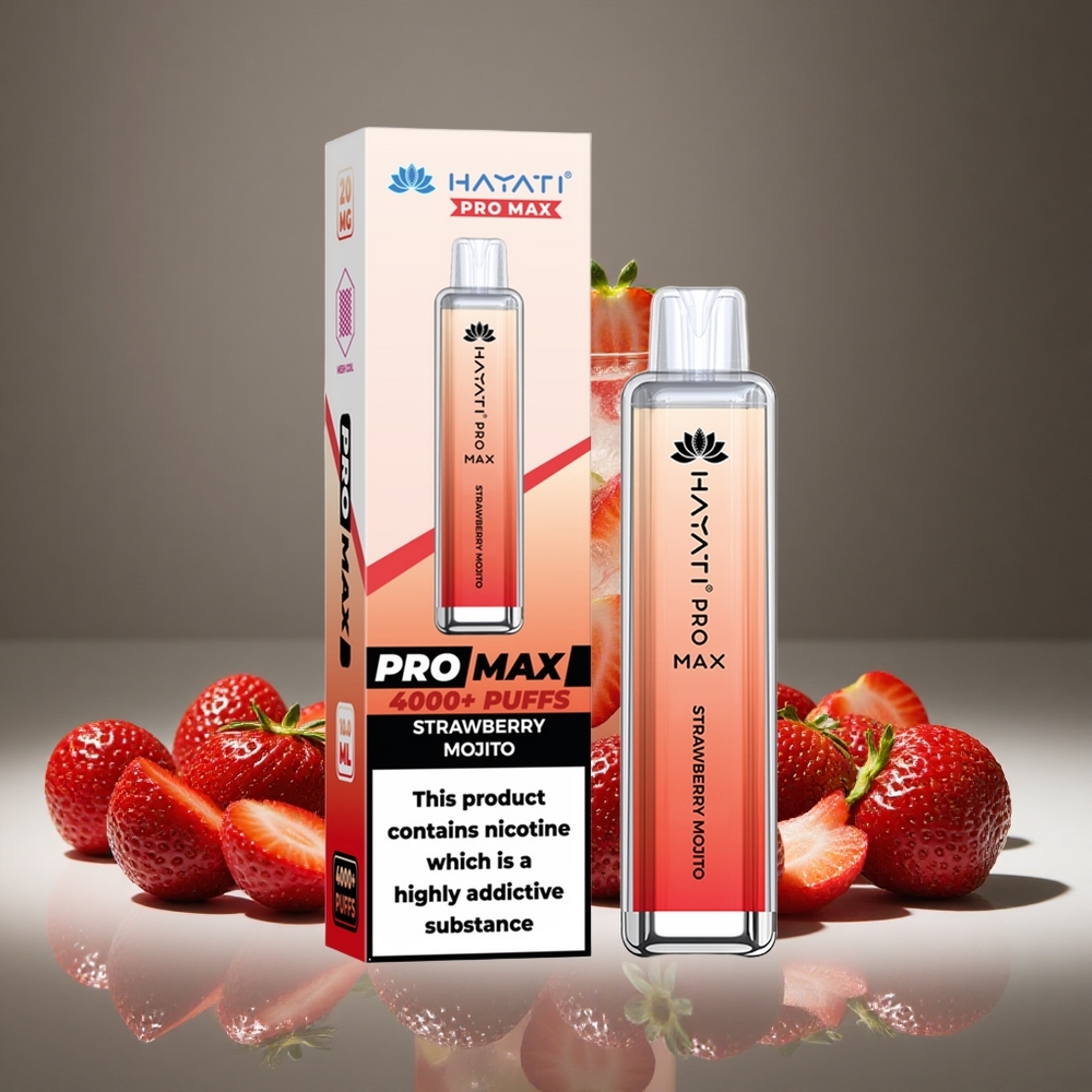 Hayati Pro Max 4000 Puffs Strawberry Mojito 2%/5% Nicotine 1400mAh Battery Rechargeable