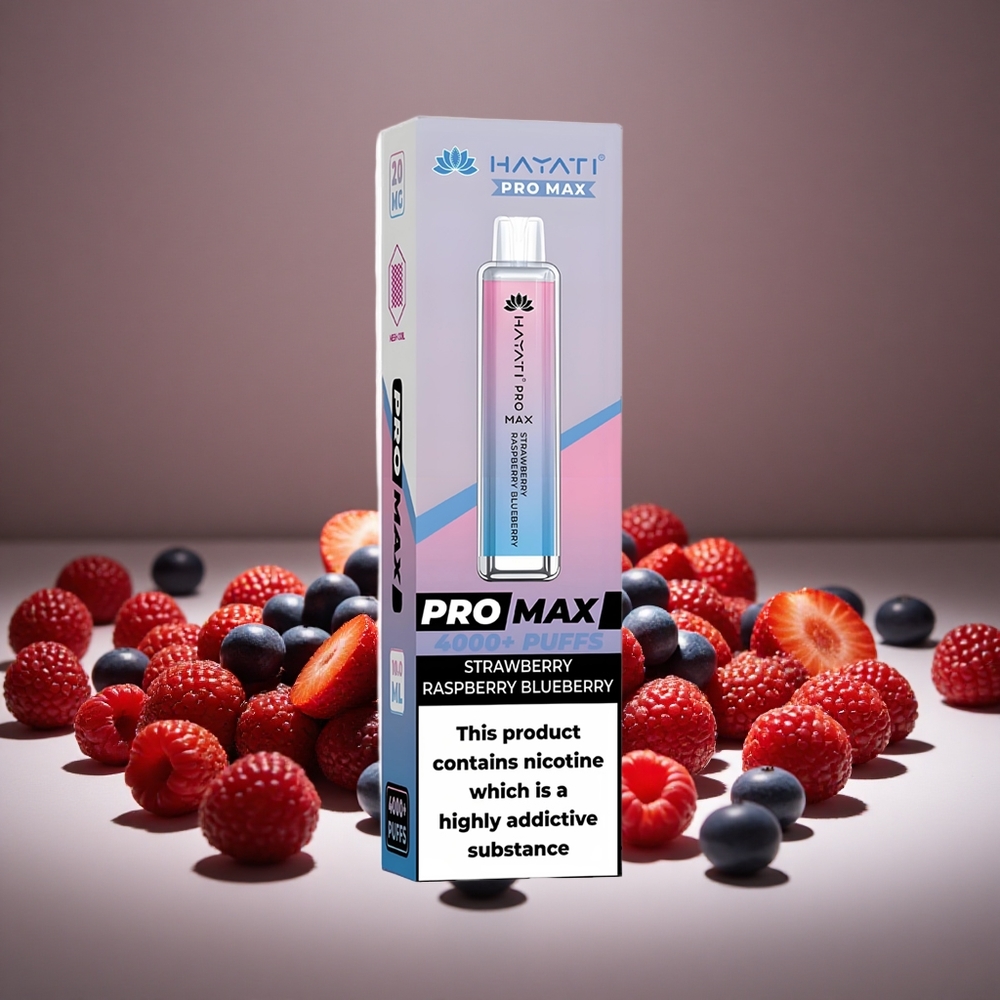 Hayati Pro Max 4000 Puffs Strawberry Raspberry Blueberry 1400mAh Battery 2ml E-liquid TPD
