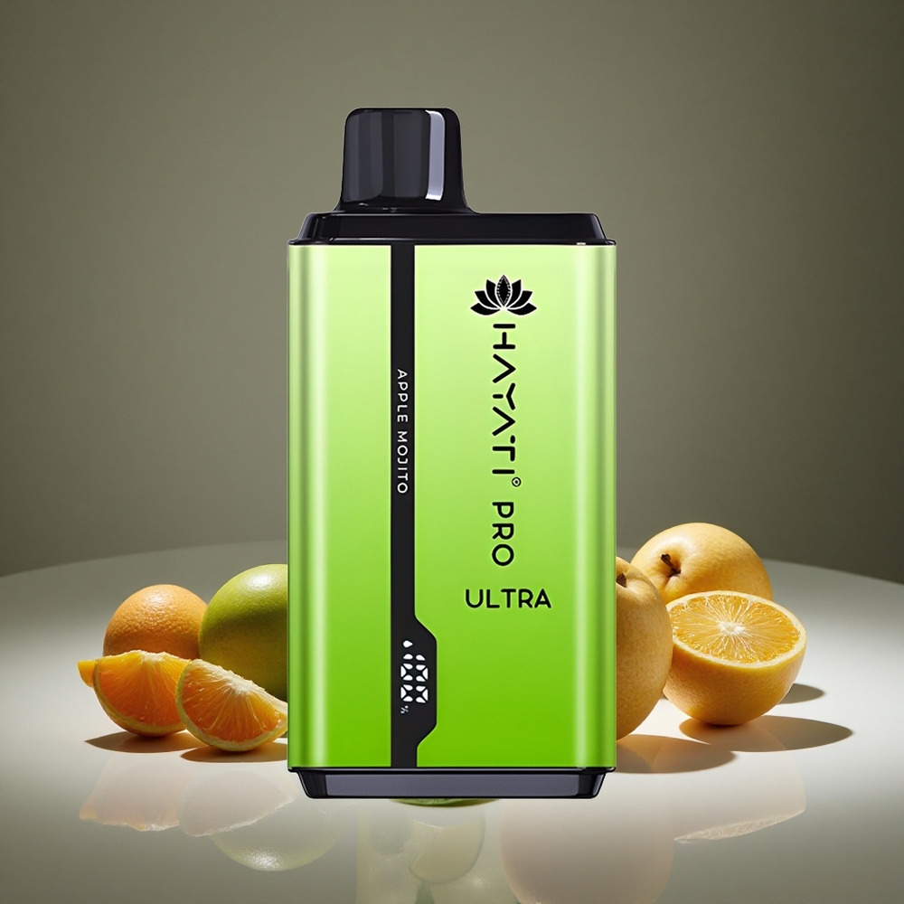 Hayati Pro Ultra 15000 Puffs Apple Mojito Disposable Vape 2 12ml E-liquid 2% Nicotine 49 Flavors
