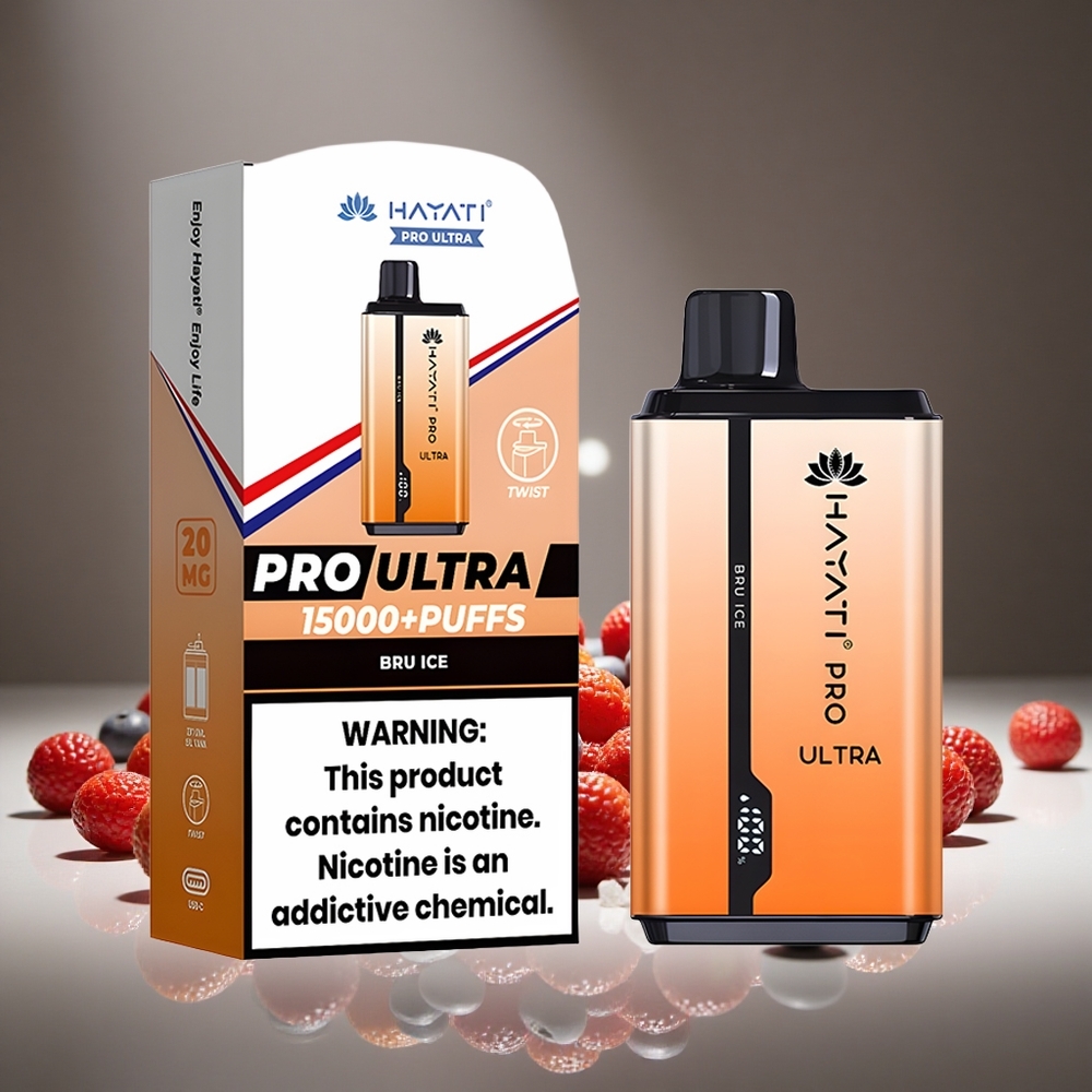 Hayati Pro Ultra 15000 Puffs Bru Ice 2 12ml E-liquid 2% Nicotine 850mAh Battery