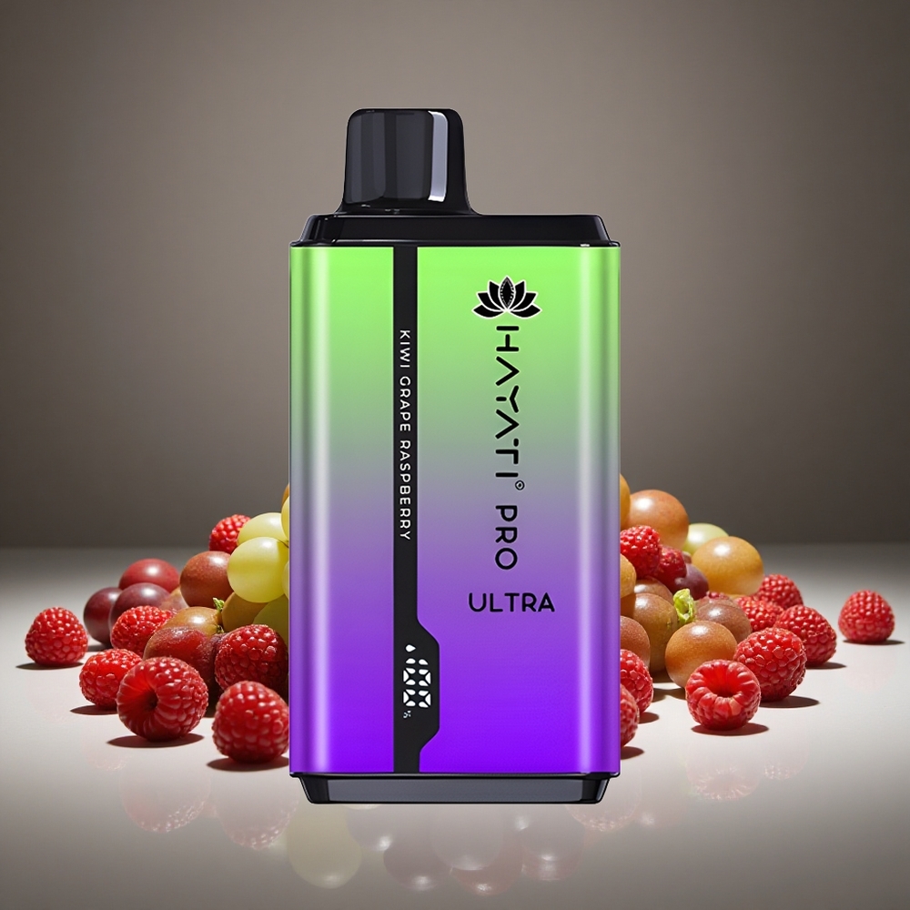 Hayati Pro Ultra 15000 Puffs Kiwi Grape Raspberry 850mAh Battery 24ml E-liquid 2% Nicotine