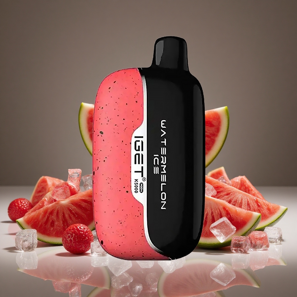 IGET Moon 5000 Puffs Watermelon Ice Disposable Vape PC Material Mesh Coil 1.35 Ohm 81.5g 49.5x25.3x99.4mm
