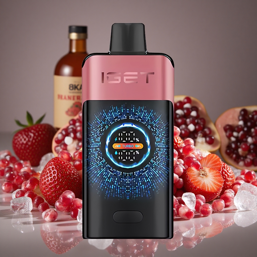 IGET ONE 12000 Puffs Disposable Vape Strawberry Pomegranate Ice 2700mAh Battery Dual Mesh