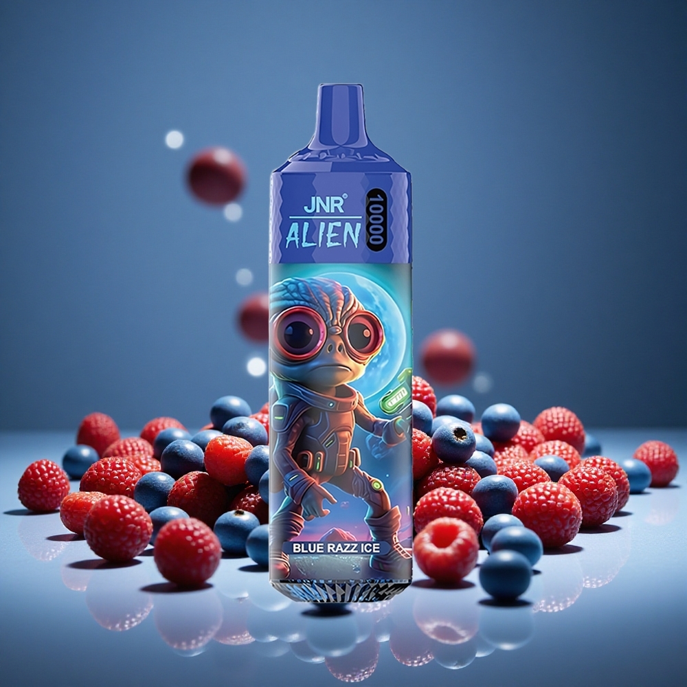 JNR Alien 10000 Puffs Blue Razz Ice 850mAh Battery 20ml E-liquid Type-C Charge RGB LED Display