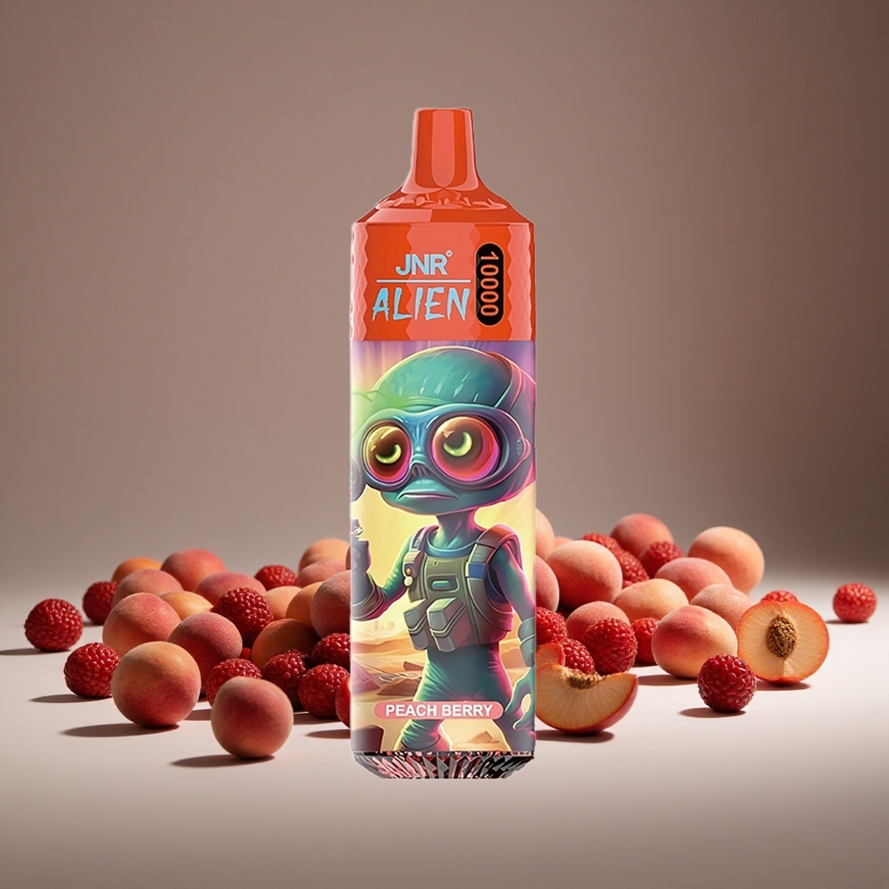 JNR Alien 10000 Puffs Peach Berry 20ml E-liquid 850mAh Battery RGB LED Display Type-C Charge