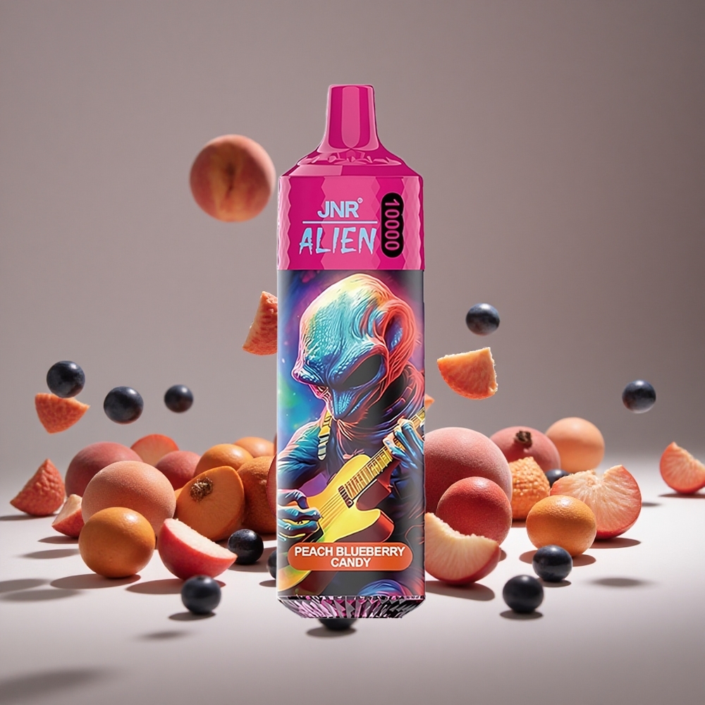 JNR Alien 10000 Puffs Peach Blueberry Candy 850mAh Battery 20ml E-liquid RGB LED Display Type-C Charge