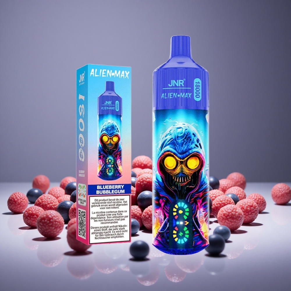 JNR Alien Max 18000 Puffs Blueberry Bubblegum Dual Mesh Coil 28ml E-liquid 850mAh Battery Type-C Charge