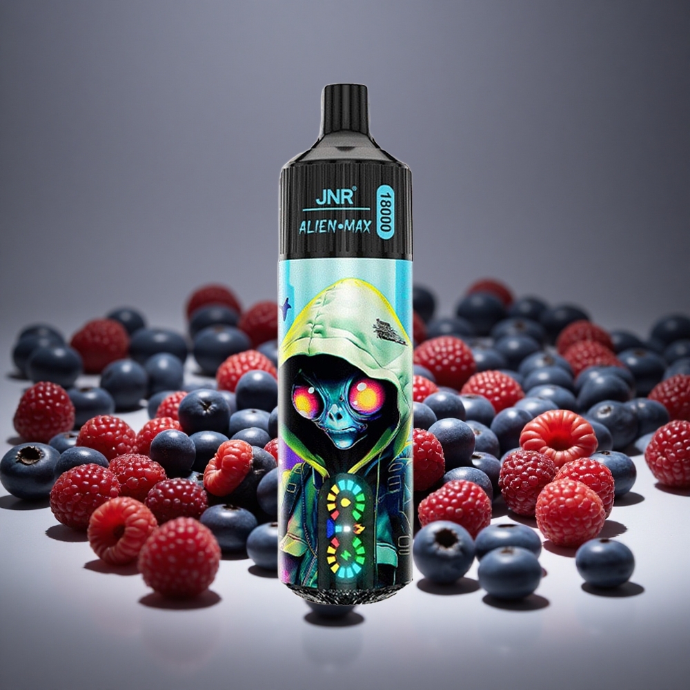 JNR Alien Max 18000 Puffs Blueberry Raspberry LED Display Dual Mesh 28ml E-liquid Type-C Charge