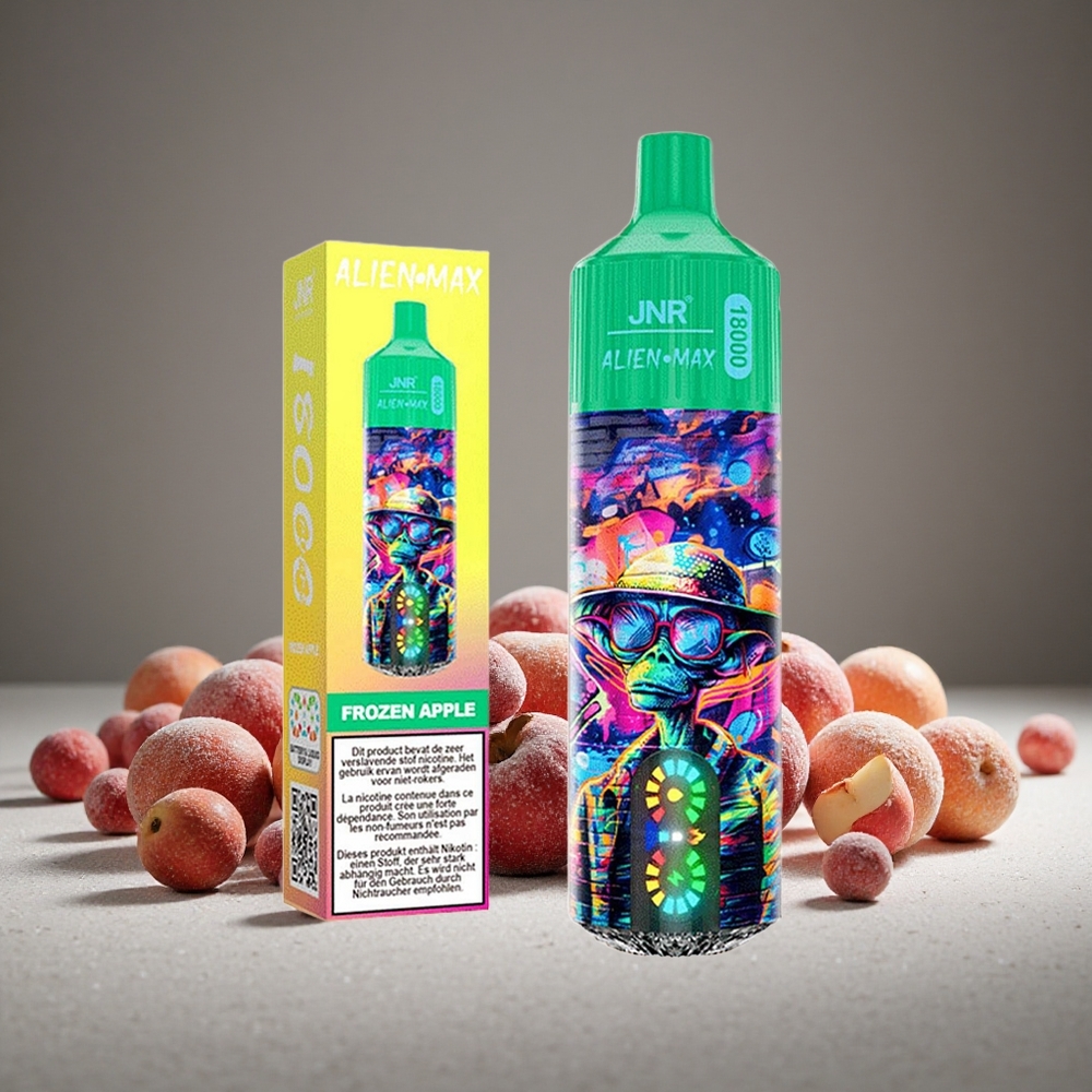 JNR Alien Max 18000 Puffs Frozen Apple LED Display Dual Mesh Coil 28ml E-liquid 0%/2%/3%/5% Nicotine