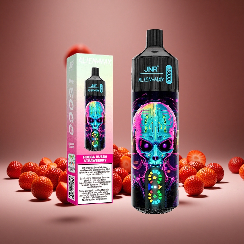 JNR Alien Max 18000 Puffs Hubba Bubba Strawberry LED Display Dual Mesh 28ml E-liquid