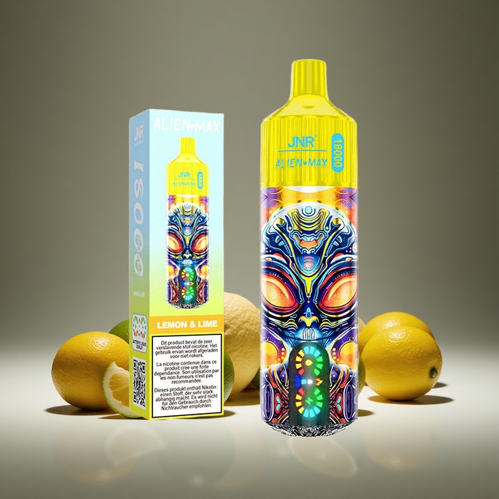JNR Alien Max 18000 Puffs Lemon & Lime Dual Mesh Coil 28ml E-liquid 850mAh Battery Type-C Charge