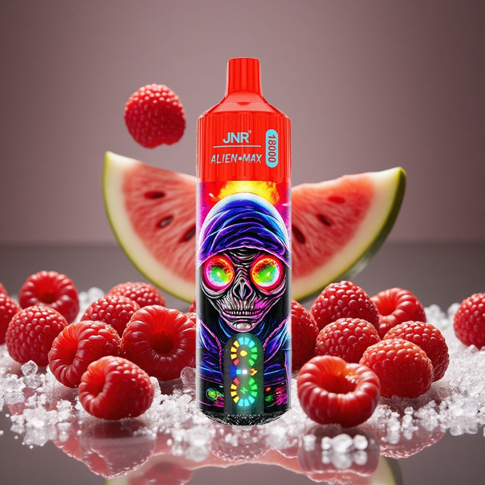 JNR Alien Max 18000 Puffs Raspberry Watermelon Ice LED Display Dual Mesh Coil 28ml E-liquid 0%/2%/3%/5% Nicotine