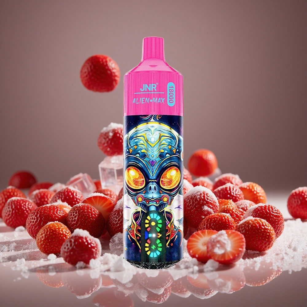 JNR Alien Max 18000 Puffs Strawberry Ice Smart LED Display Dual Mesh 28ml E-liquid Type-C Charge
