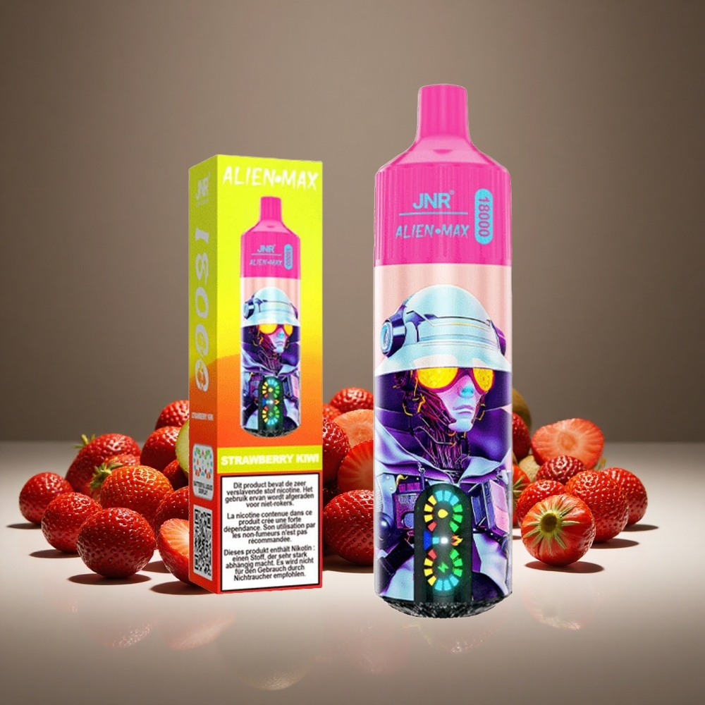 JNR Alien Max 18000 Puffs Strawberry Kiwi Smart LED Display Dual Mesh 28ml E-liquid Type-C Charge