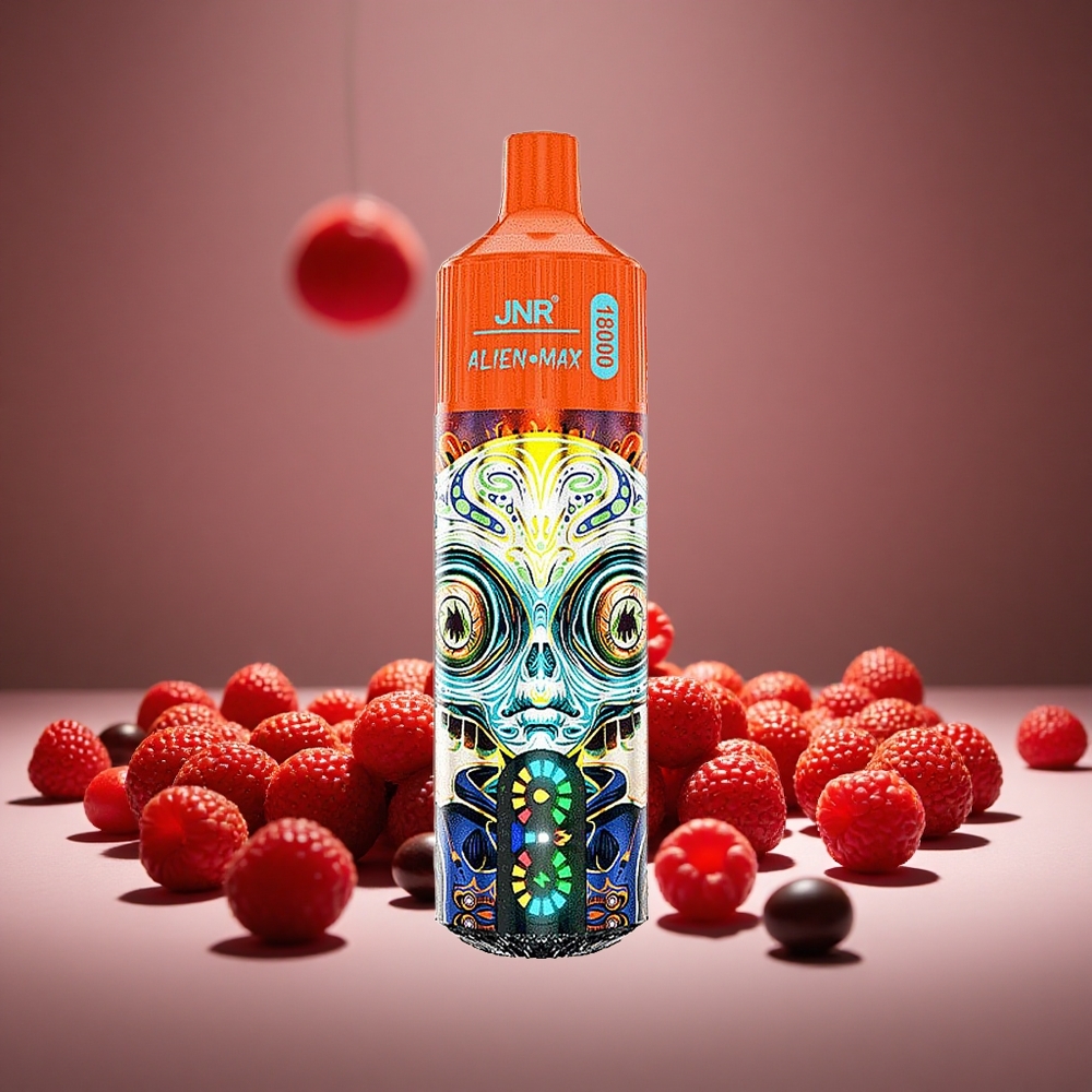 JNR Alien Max 18000 Puffs Strawberry Raspberry Cherry LED Display Dual Mesh Coil 28ml E-liquid 0%/2%/3%/5% Nicotine