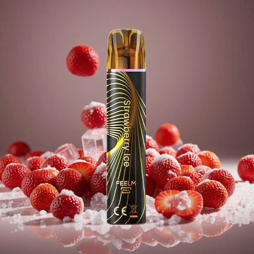 JNR Black&Golden 800 Puffs Strawberry Ice Disposable Vape 550mAh Battery 2ml E-liquid 2% Nicotine TPD
