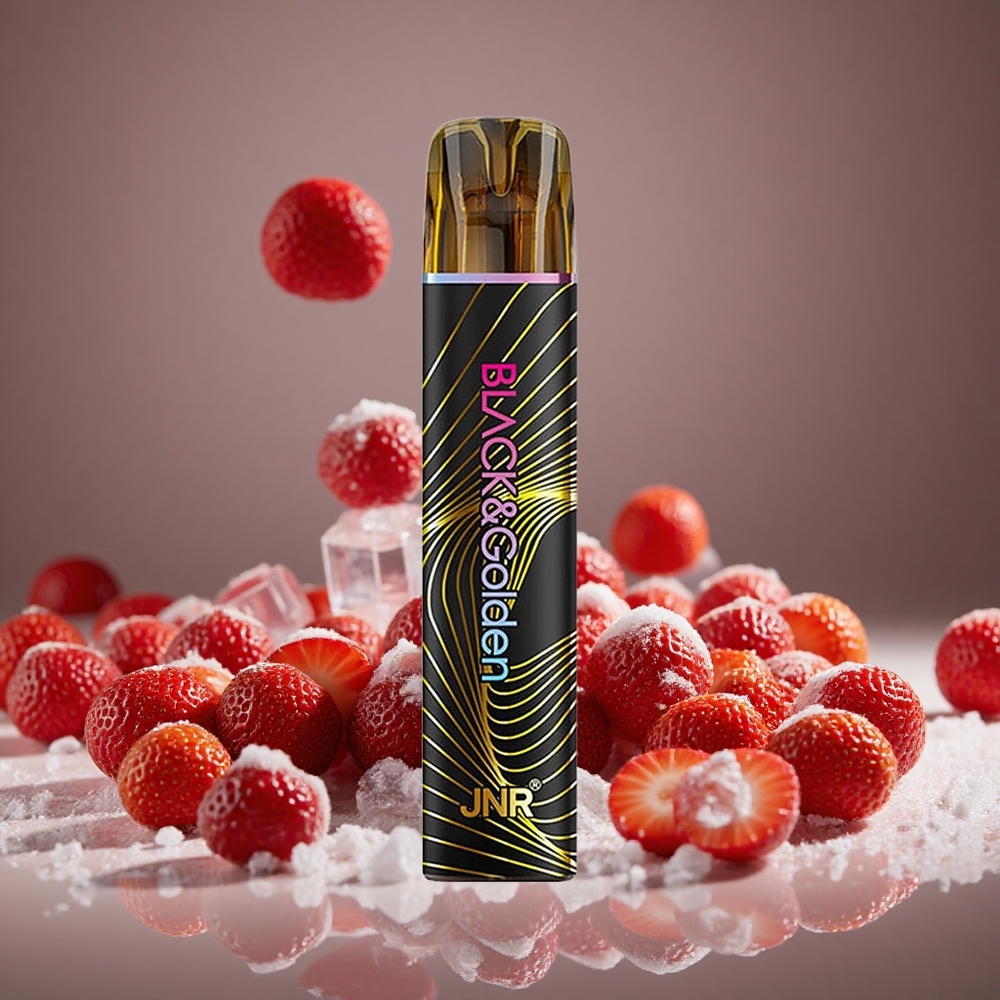 JNR Black&Golden 800 Puffs Strawberry Ice Disposable Vape 550mAh Battery 2ml E-liquid 2% Nicotine TPD