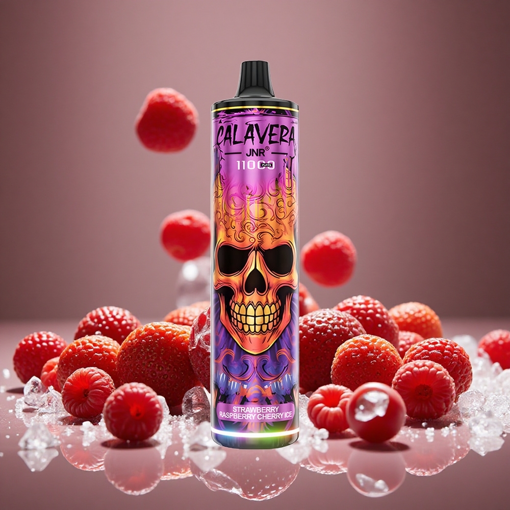 JNR Calavera 11000 Puffs Strawberry Raspberry Cherry Ice Disposable Vape 850mAh Battery 21ml E-liquid 1.0ohm Mesh 0%/2%/5% Nicotine