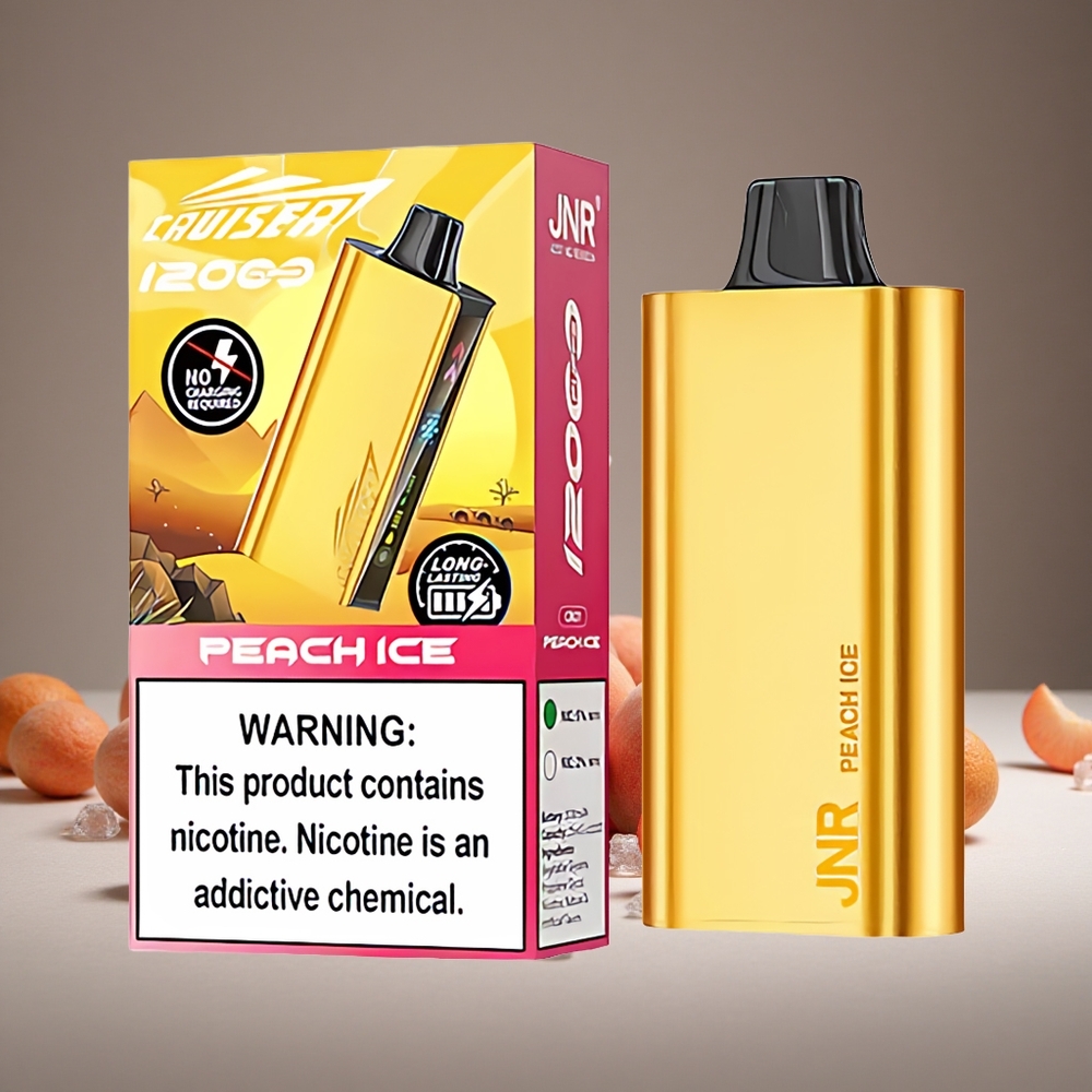 JNR Cruiser 12000 Puffs Peach Ice No-Charge Disposable Vape with 3500mAh Battery, 25ml E-liquid, 1.2ohm Dual Mesh Coil