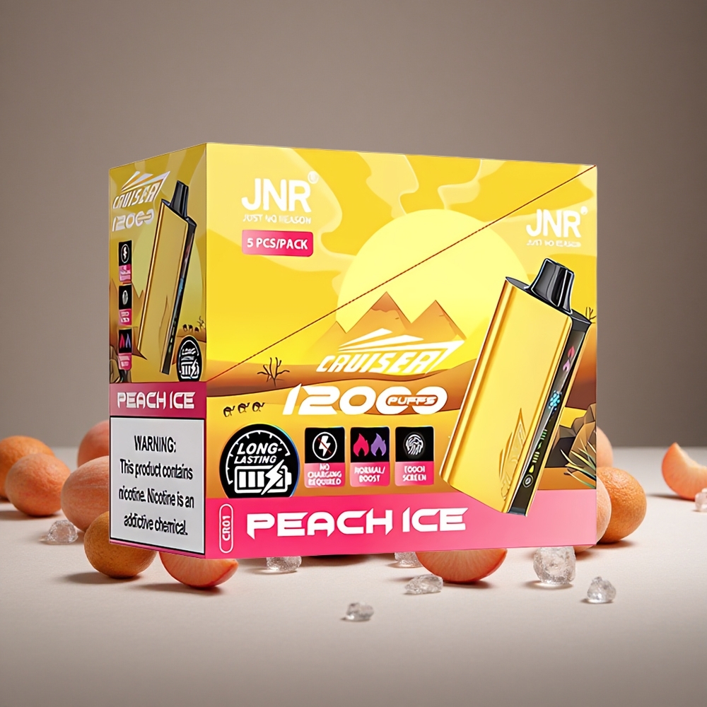 JNR Cruiser 12000 Puffs Peach Ice No-Charge Disposable Vape with 3500mAh Battery, 25ml E-liquid, 1.2ohm Dual Mesh Coil