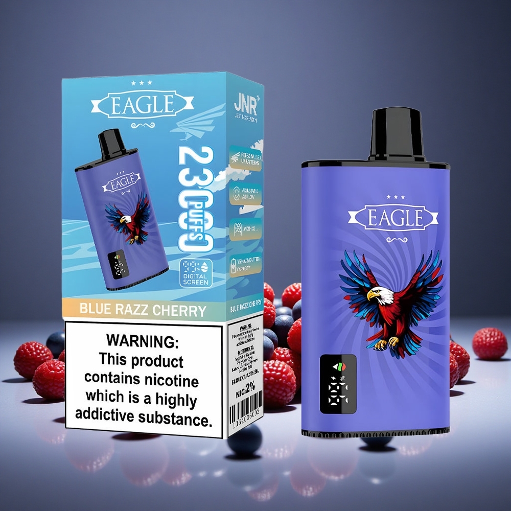 JNR EAGLE Smart 23000 Puffs Blue Razz Cherry Disposable Vape with Digital Screen 1.0ohm Mesh Coil 25ml E-liquid