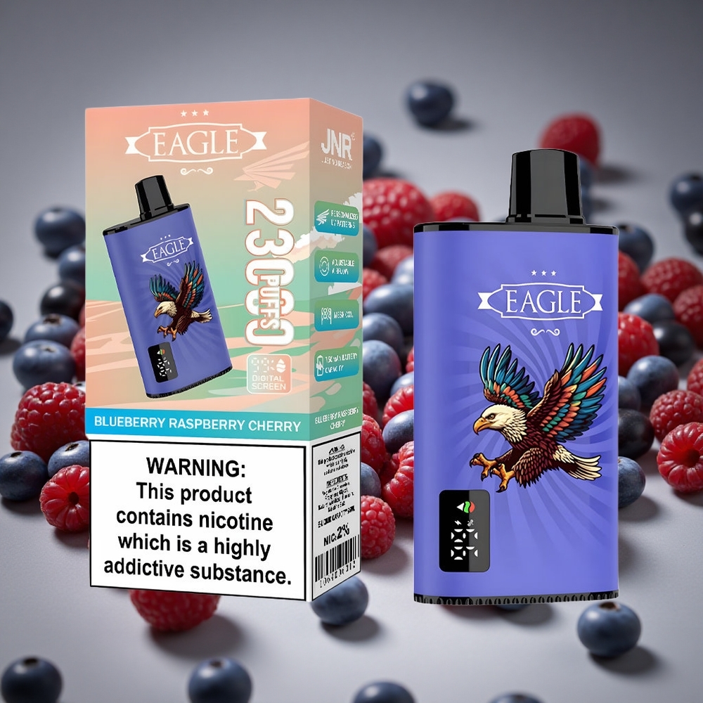JNR EAGLE Smart 23000 Puffs Blueberry Raspberry Cherry Disposable Vape with Digital Screen 1.0ohm Mesh 25ml E-liquid 2% Nicotine