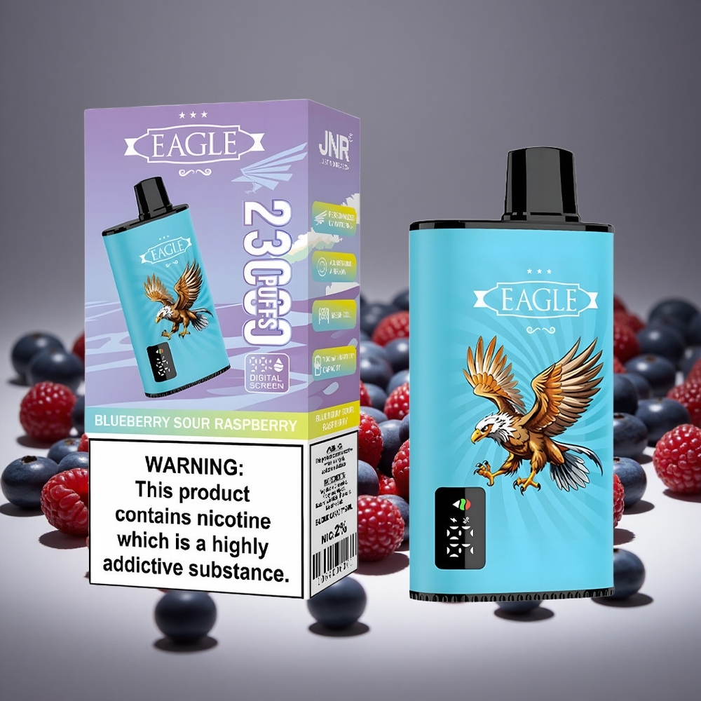 JNR EAGLE Smart 23000 Puffs Blueberry Sour Raspberry Disposable Vape with Digital Screen 1.0ohm Mesh Coil Adjustable Airflow