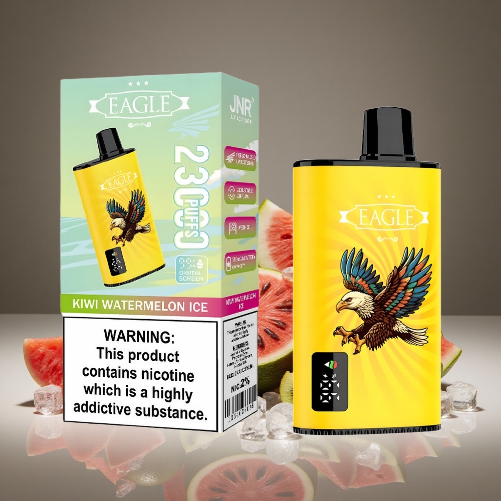 JNR EAGLE Smart 23000 Puffs Kiwi Watermelon Ice Disposable Vape w/Digital Screen 1.0ohm Mesh 25ml E-liquid 2% Nicotine