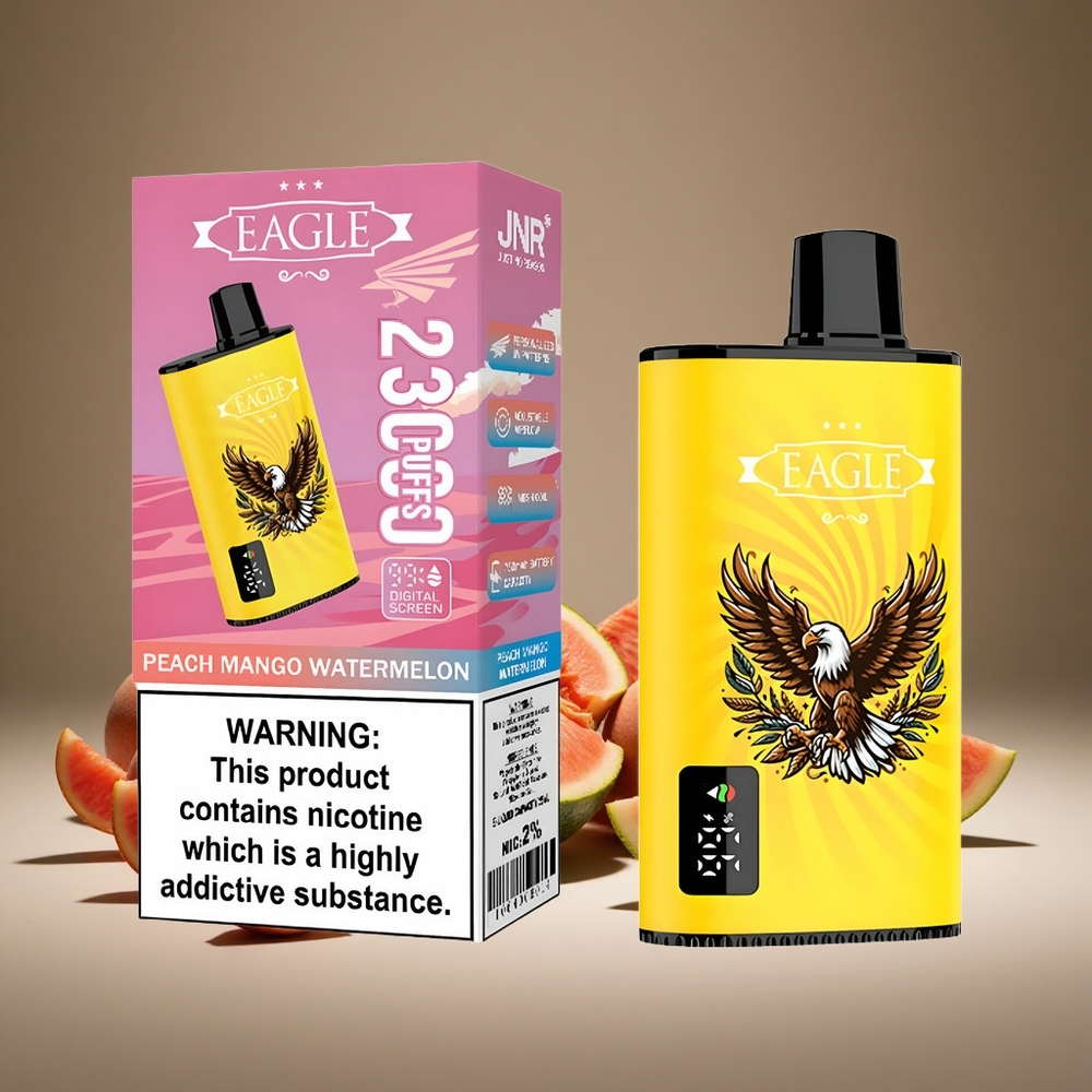 JNR EAGLE Smart 23000 Puffs Peach Mango Watermelon Disposable Vape with Digital Screen 1.0ohm Mesh Coil 25ml E-liquid