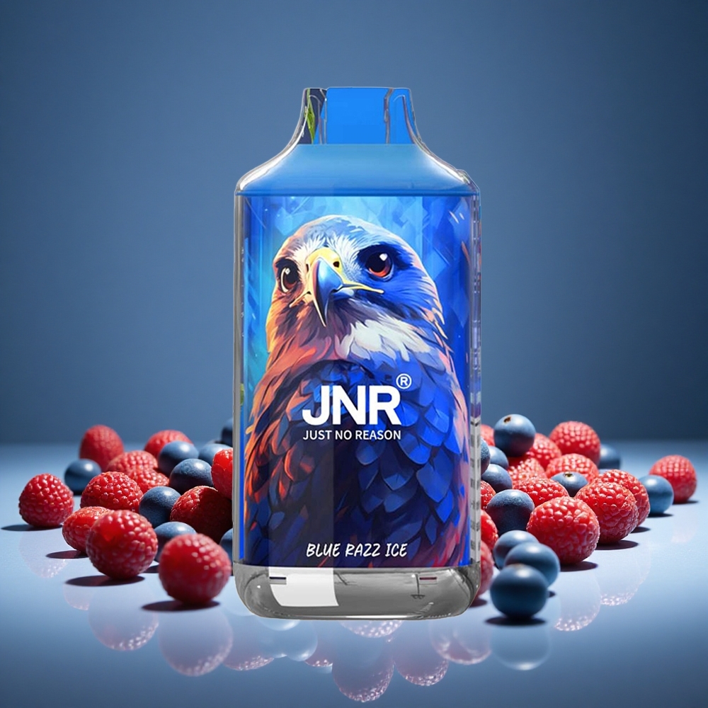JNR Falcon 16000 Puffs Blue Razz Ice 850mAh Battery 22ml E-liquid Dual Mesh Type C LED Display 0%/2% Nicotine