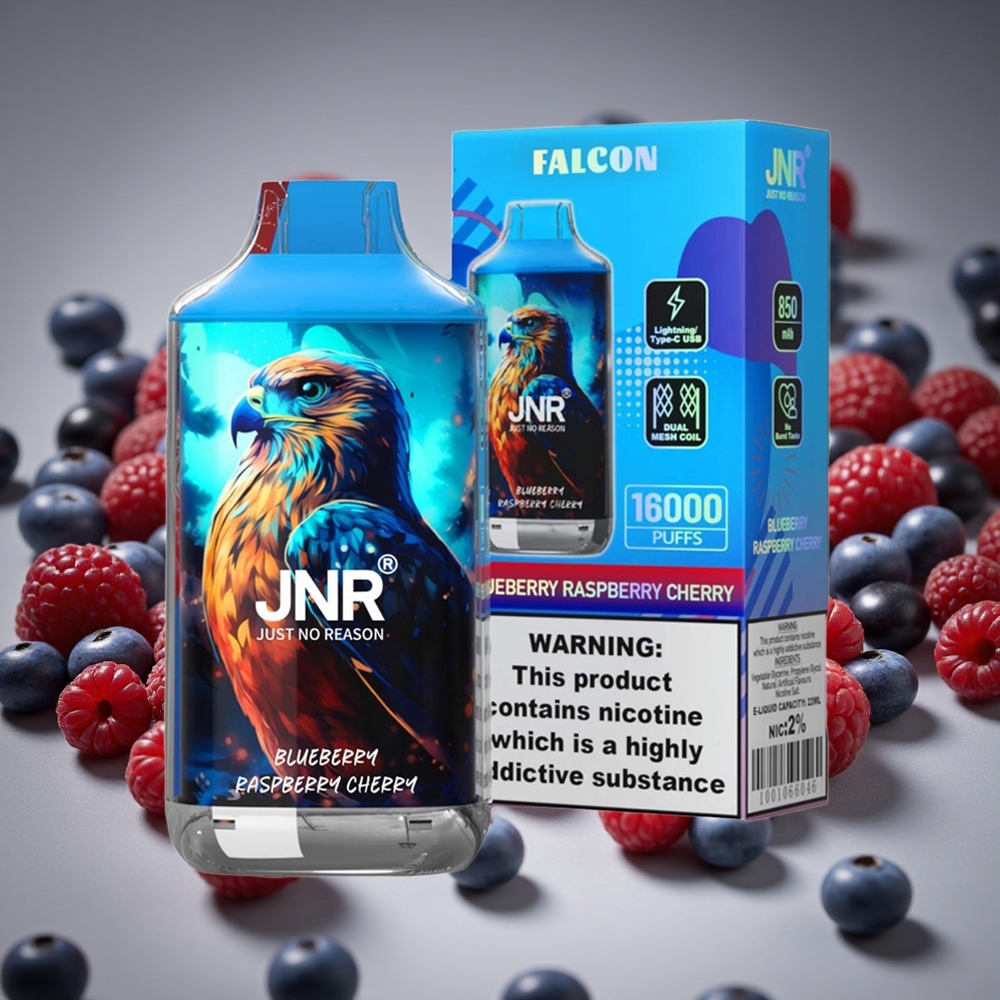 JNR Falcon 16000 Puffs Blueberry Raspberry Cherry 850mAh Battery 22ml E-liquid Dual Mesh Coil
