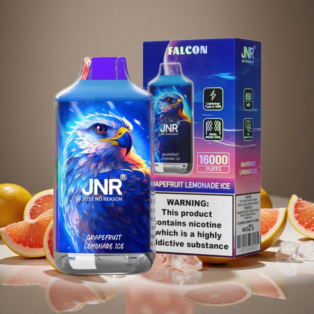 JNR Falcon 16000 Puffs Grapefruit Lemonade Ice 22ml E-liquid 850mAh Battery Dual Mesh 0%/2% Nicotine