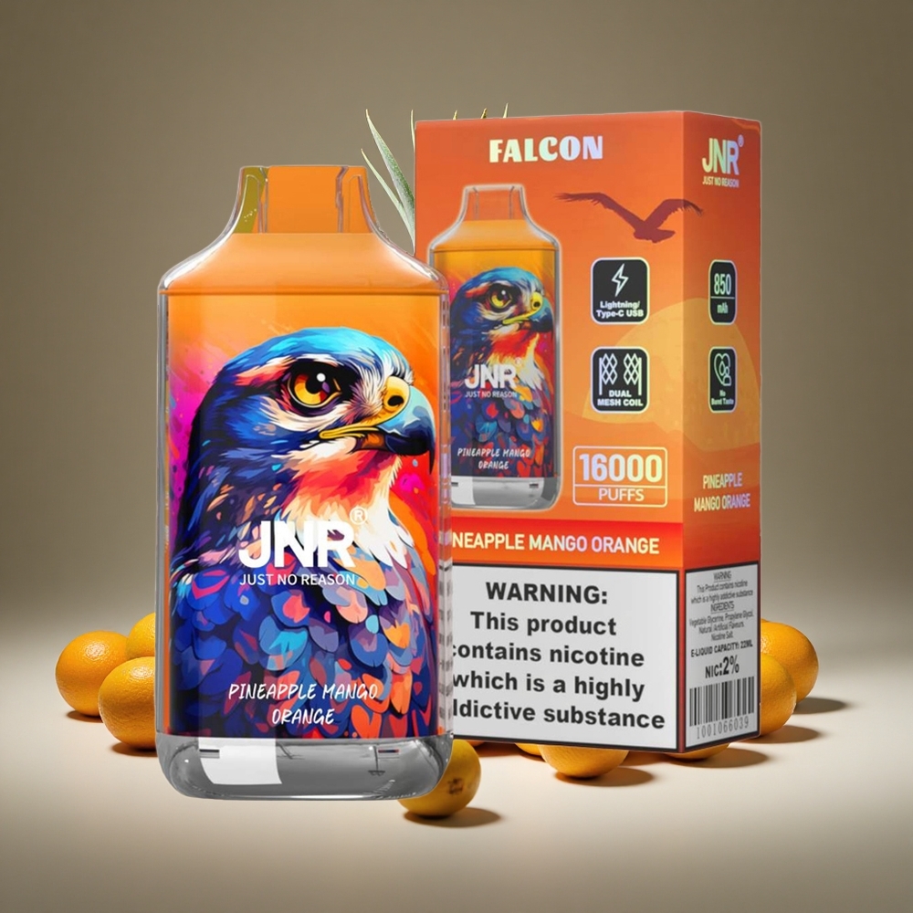 JNR Falcon 16000 Puffs Pineapple Mango Orange 22ml E-liquid 850mAh Battery Dual Mesh 0%/2% Nicotine