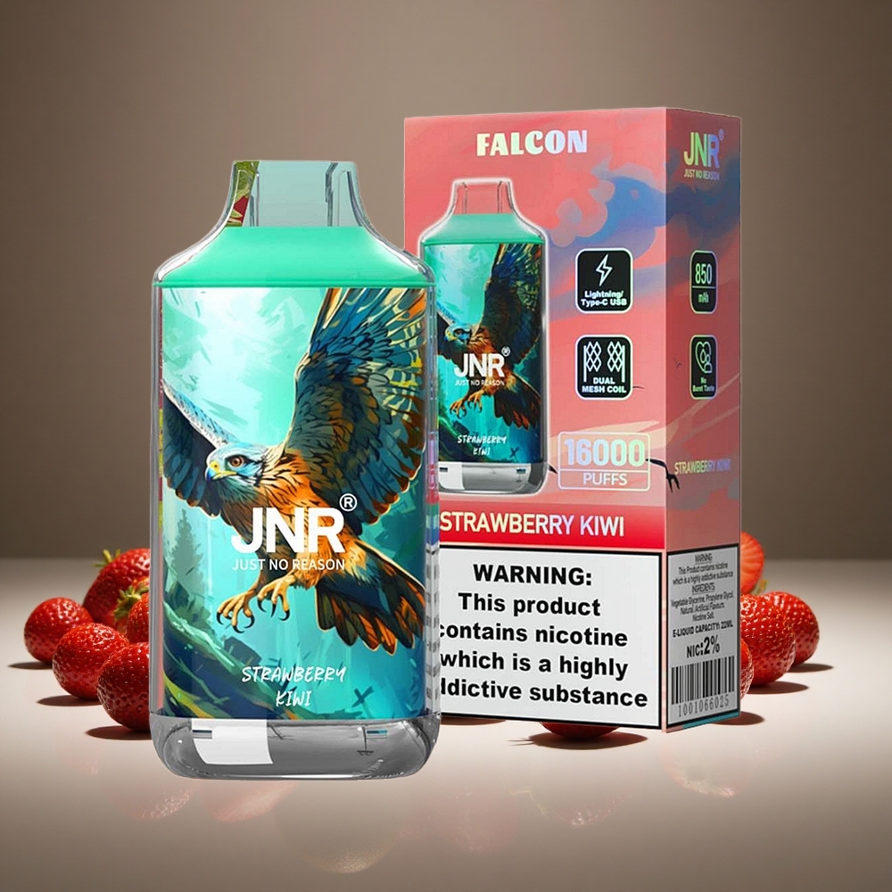 JNR Falcon 16000 Puffs Strawberry Kiwi 22ml E-liquid 850mAh Battery Dual Mesh 0%/2% Nicotine
