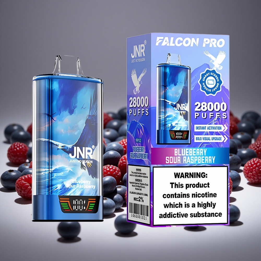 JNR Falcon Pro 28000 Blueberry Sour Raspberry 30ml E-liquid 5% Nicotine Smart Display