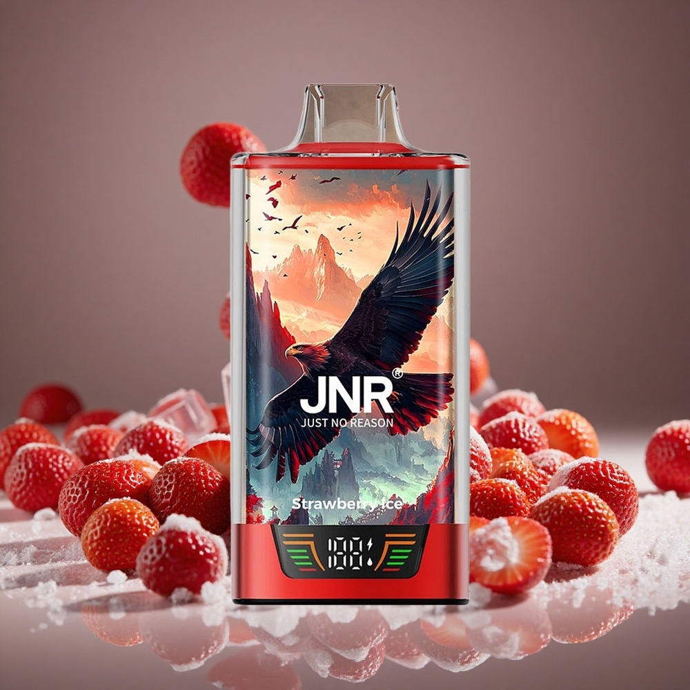 JNR Falcon Pro 28000 Puffs Strawberry Ice 30ml E-liquid 5% Nicotine 950mAh Battery Smart Display Dual Mesh USB-C MTL
