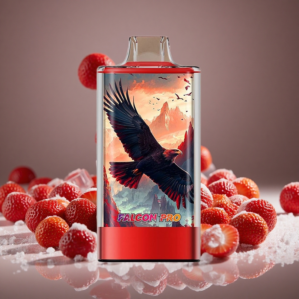 JNR Falcon Pro 28000 Puffs Strawberry Ice 30ml E-liquid 5% Nicotine 950mAh Battery Smart Display Dual Mesh USB-C MTL