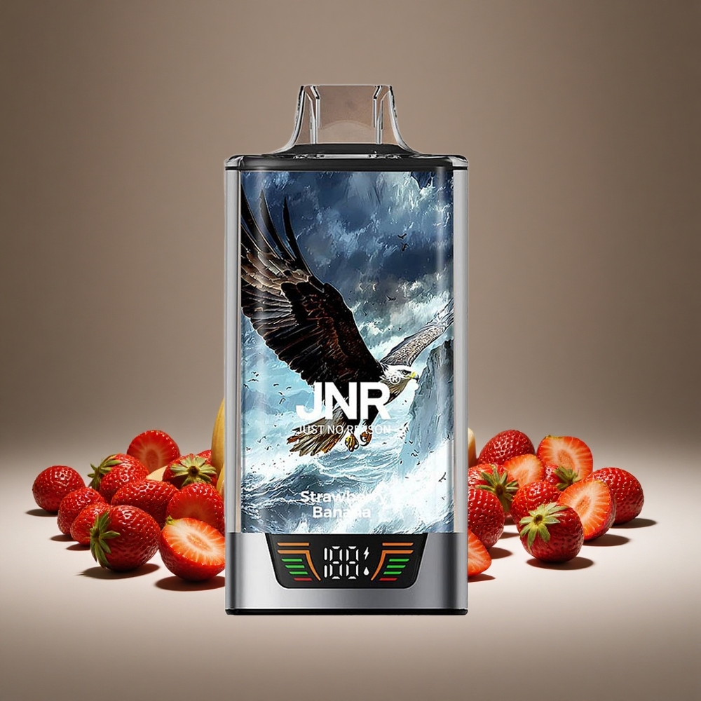 JNR Falcon Pro 28000 Strawberry Banana 30ml E-liquid 5% Nicotine Nic Smart Display Dual Mesh USB-C
