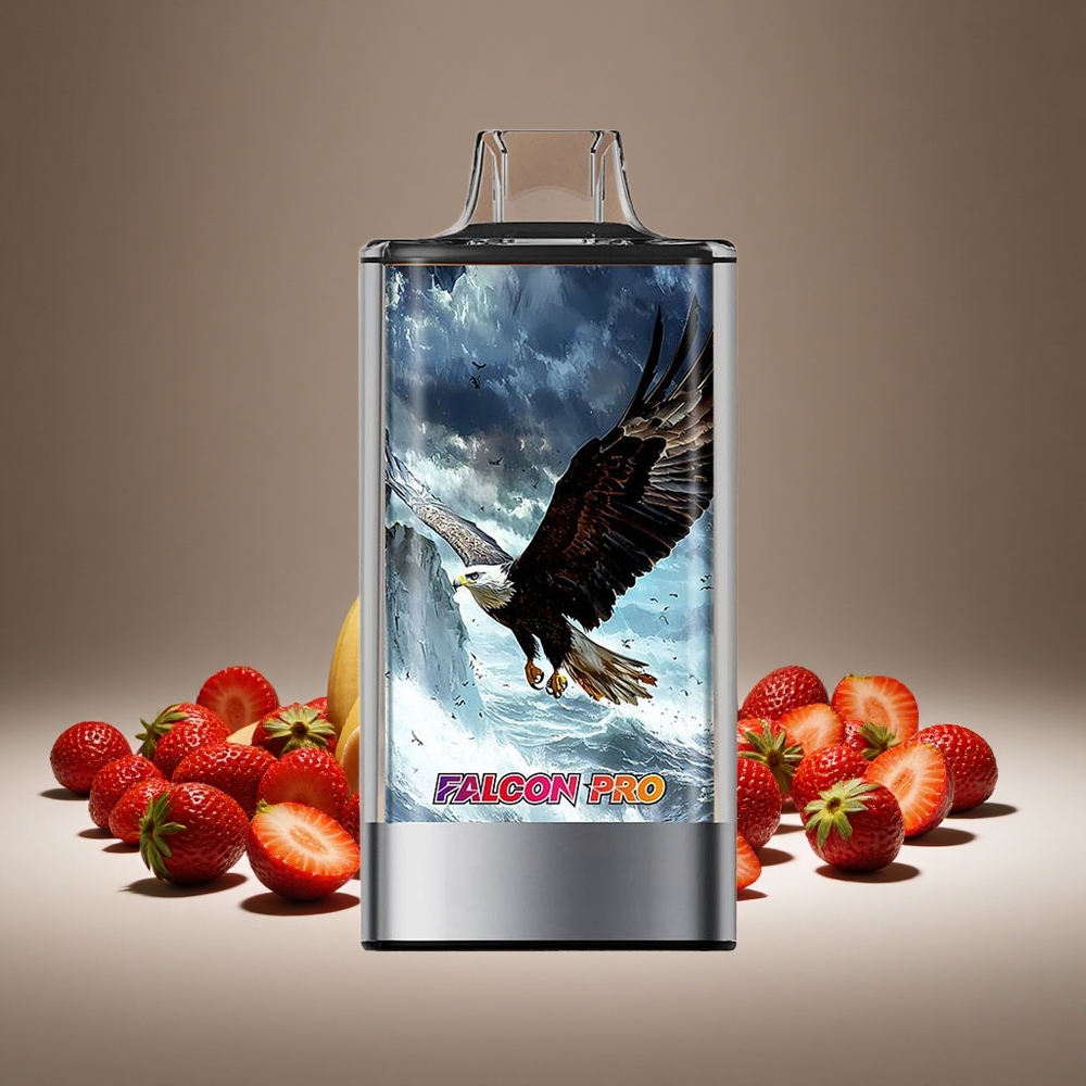 JNR Falcon Pro 28000 Strawberry Banana 30ml E-liquid 5% Nicotine Nic Smart Display Dual Mesh USB-C